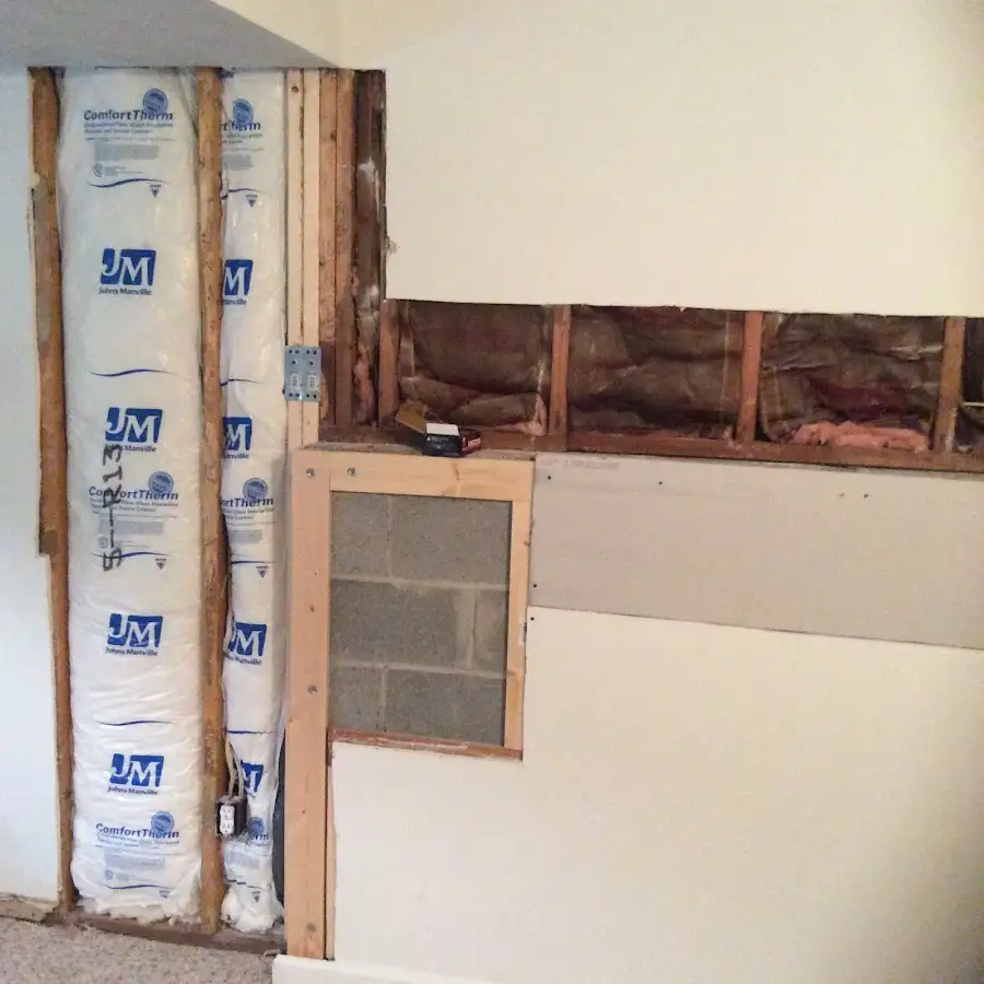 Wall insulation replacement during Basement Flood Cleanup in Conway